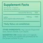 Iodine Supplement from Sea Vegetable Complex – Dietary Supplement for Metabolism, Thyroid Function,Energy Support & Immune Health, 60 Vegan Capsules