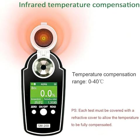 LCD Digital Brix Refractometer Detector, Fruit Sugar Concentration Meter Tester, Range 0-35%/0-55%/0-95%, ATC 10-40℃, Precision ±0.2%, for Fruits/Drinks/Candy