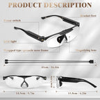 200% Magnifying Glasses with Light, Rechargeable LED Lighted Magnifying Eyewear,Flip-top Hands Free Head Magnifier Eyeglasses for Close Work,Hobbies,Reading,Craft,Jewellery,Sewing Black