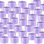 50 Pack Bulk Lavender Scented Tealight Candles in Clear Cup, Purple Wax Votive Candle for Birthdays Weddings Churches Anniversaries & More（8 Hour）