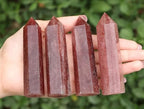 LAIDANLA Strawberry Quartz Healing Crystals Wands 3.5-4" Natural Reiki Energy Wand Stone Hexagonal Point Large Crystal Gemstones for Meditation Therapy Crystal Grid Decoration 1Pcs