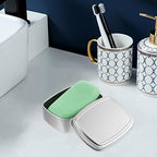 Garneck 2pcs 150ml Aluminum Soap Boxes Silver Bar Soap Travel Case Cosmetic Soap Container with Lid Square Soap Case