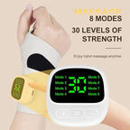 Carpal Tunnel Wrist Massager, Portable Cordless Wrist Massager with 8 Modes & 30 Levels, Ergonomic 360° Adjustable Wrap, Magnetic Detachable Host for Hand Care at Home, Office, Sports (White)