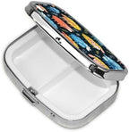 Cute Colorful Sheep Cartoon Pattern Print Square Metal Pill Box Decorative Pill Case - Carry Your Meds in Style (Rectangular)