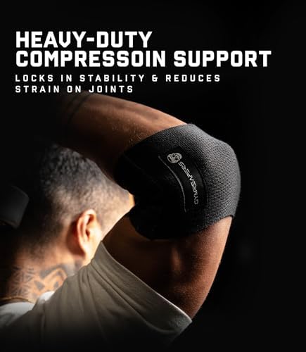Gymreapers Elbow Compression Cuff for Weightlifting, Powerlifting – Support & Relief for Tendonitis, Stability, Tennis Elbow, Strength Training & Injury Recovery (Black, 9")