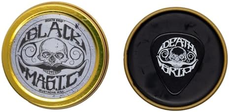 THE VINTAGE GROOMING CO. Black Mustache Wax | Black Magic Death Grip Moustache Wax | Hide Grey Hair In Beard Or Moustache | Extra Strong Hold Mustache Wax Unscented | 1 oz Tin Heat Source Required