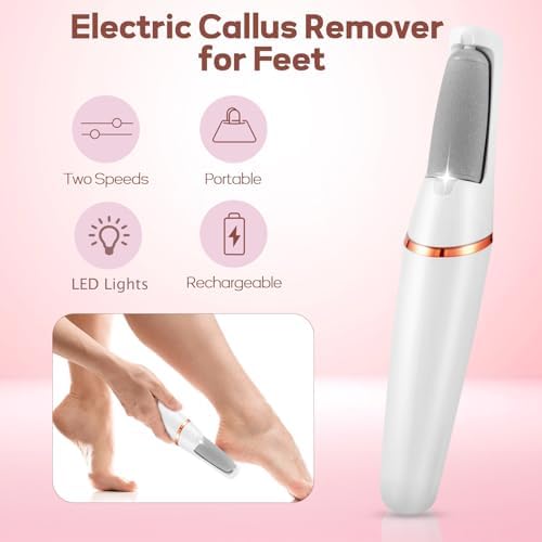 ZABOUL Electric Foot Callus Remover Rechargeable Portable Electric Foot File Pedicure Tool Kit, Smooth Pedicure Wand for Feet Care, Removes Dry Hard & Dead Skin, Ideal Gift