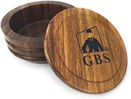 G.B.S GENTS Wooden Shaving Bowl with Lid – 3.5" Diameter | Classic Shaving Mug for Lathering Creams & Soaps | Elegant Beard Shaving Accessory for Men – Durable, Natural Wood Design
