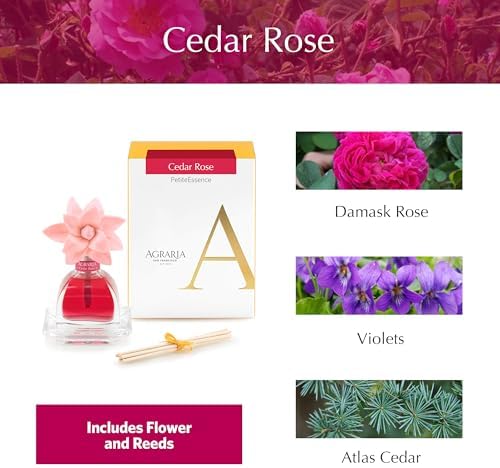 AGRARIA PetiteEssence Flower and Reed Diffuser Set, Hand Crafted Sola Flower Botanical Home Fragrance, Scented Oil Gift Set for All Occasions