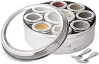 Large Spice Container Masala Dabba With 9 Compartments, Masala Box, Spice Container Box, Stainless Steel Spice Box Indian Masala Dabba with Transparent Lid