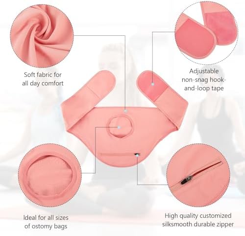 Ostomy Belt | Ostomy Bag Cover | Ostomy Wrap for Sport & Swimming | Ostomy Support Belts for Men & Women | Colostomy Bag Cover Belt | Inner Pocket to Hold Ostomy Pouch, S, Pink