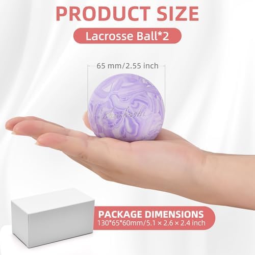 Massage Lacrosse Balls 2 Pack, Rubber Trigger Point Therapy Balls for Deep Tissue Myofascial Release, Plantar Fasciitis & Muscle Soreness Relief, Portable Pain Relief Tool (Light Pink and Grey)