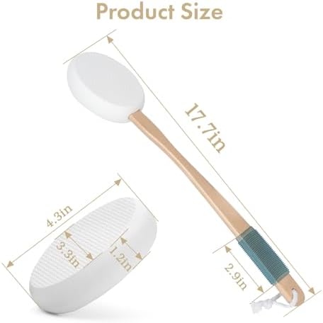 AmazerBath Lotion Applicator for Back, Feet, 4 Replacement Pads with 17" Curved Handle, Back Sunscreen Applicator for Kids, Elderly, Women, Apply Skin Cream Medicine Moisturizer Tanner, White
