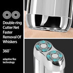 Mini Electric Shaver for Men Women, Pocket Dual Head Shaver, Rechargeable Waterproof Compact Travel Electric Razor, USB Close Battery Portable Razor for car, Travel, Office, Home use (Silver)
