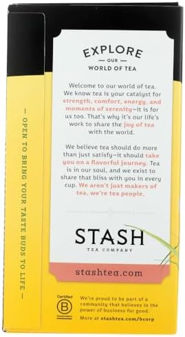 Stash Tea, Premium, Lemon Ginger Herbal Tea, Caffeine Free, 20 Tea Bags, 1.1 oz (34 g) - 2PC