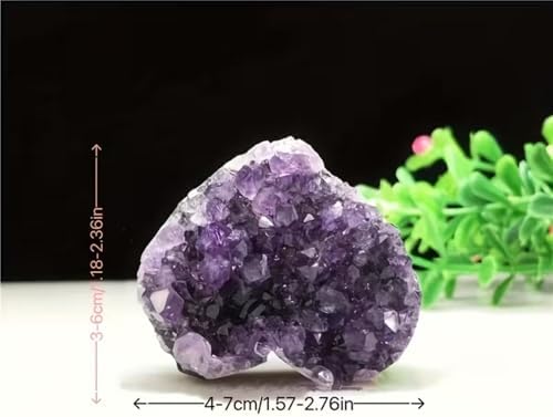1PCS Natural Amethyst Crystal Heart Cluster, Raw Purple Geode Druzy Stone for Healing Chakra Meditation, Heart Shaped Gemstone Desk Decor & Gift
