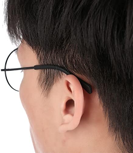 5 Pairs Anti-Slip Silicone Eyeglass End Tips Ear Sock Pieces Tube Eyewear Comfort Replacement Tips for Flat Thin Metal Eyeglass Legs Black