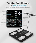 Ringco Body Pod Scale, Smart Scale with BMI Body Fat Muscle Mass, 8-Electrode High Precision Digital Bathroom Composition Analyzer with 12.2" Large Platform and 4.8" Display