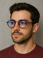 JOLLYNOVA Retro Multifocal Reading Glasses for Women Men, Metal Round Blue Light Computer Readers (Black & Progressive（Top is 0）, 2.5, x)
