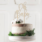 Wooden Oh Baby Cake Topper, New Baby Photo Booth Props, Wooden Cake Topper for Baby Shower or Birthday Decorations (Design02)