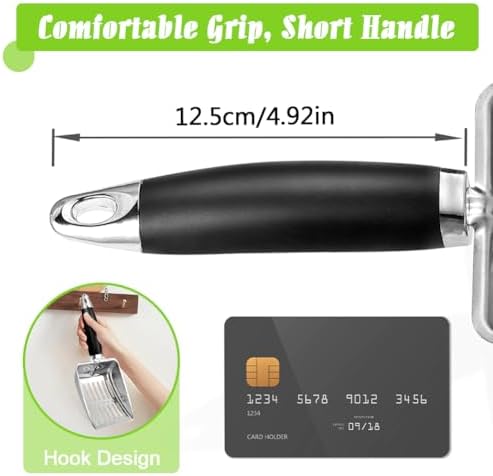Cat Litter Scoop - Stainless Steel Metal Cat Litter Scoop-Kitty Metal Scooper-Sturdy Mesh Scooper - Mesh Shovel-Easy to Clean - Suitable for Cat Litter Box - Light Black