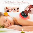 Hot Stones for Massage, Electric Body Massager with Adjustable Temperature, Natural Bian Stone Gua Sha Scraping Massager Warmer Kit for Massage Home SPA Relaxation Treatment Pain Relief