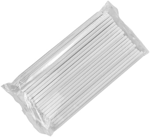 50 Pack 6 Inch White Paper Lollipop Sticks, Cake Pop Sticks, Sucker Sticks for Cookies, Candy, Chocolate, and Cake Decorations (4mm Diameter)