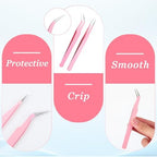 2 Pcs Sticker Tweezers, Craft Tweezers Scrapbooking Tools Precision Tweezer Pink Cute Crafting Tweezer for Stickers Lashes Electronics Scrapbooking (Pink)