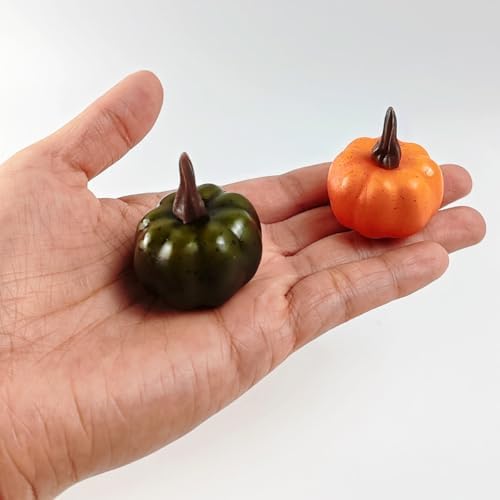 TIHOOD 20PCS Mini Artificial Pumpkins, Fall Harvest Simulation Pumpkins Decor Fake Fruit Home Decor for Halloween Thanksgiving Party Decorations (Orange)