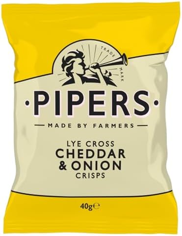 Pipers Crisps Lye Cross Cheddar and Onion (Pack of 24)