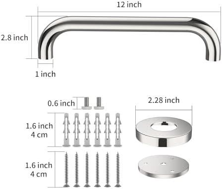 2 Pack 12 Inch Shower Grab Bar, ZUEXT Chrome Stainless Steel Bathroom Grab Bar, Shower Handle, Bathroom Balance Bar, Safety Hand Rail Support - Handicap, Elderly, Injury, Senior Assist Bath Handle