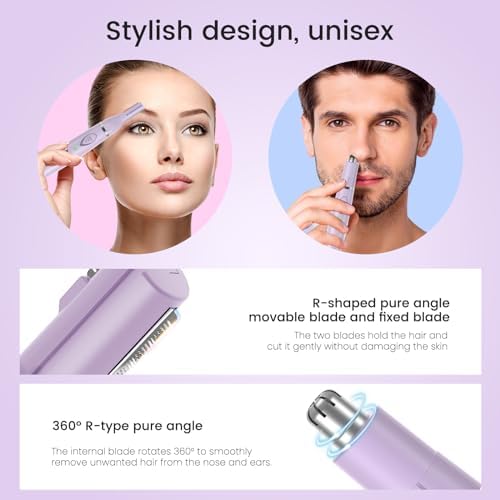 Ear and Nose Hair Trimmer for Women, 2025 Professional Painless 2 in 1 USB Rechargeable Eyebrow & Facial Hair Trimmer, Precision Tool with Powerful Motor and Dual-Edge Blades, IPX7 Waterproof