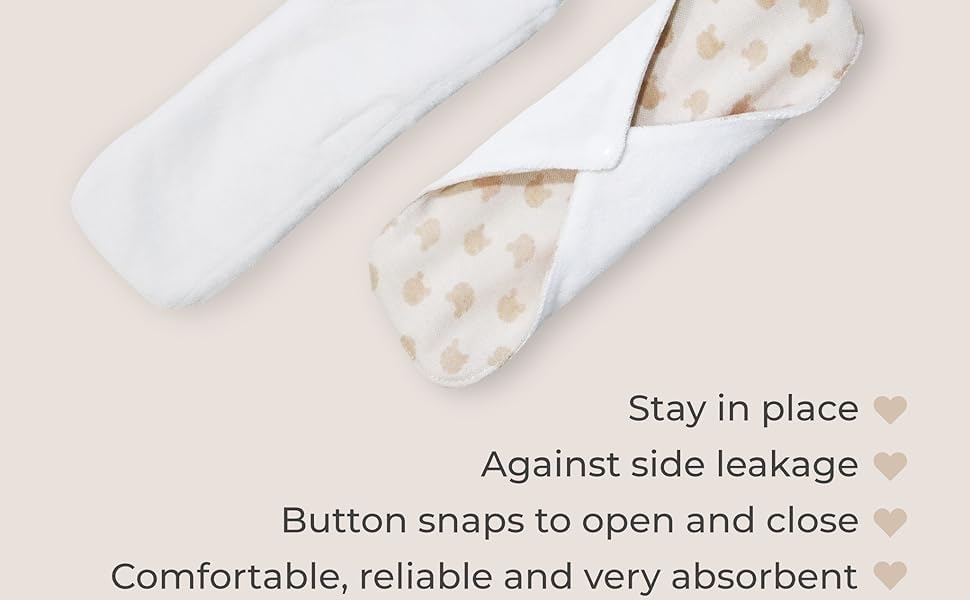 Kawaii Maxi Pads with Wings for Heavy Flow Periods, High Absorbency, Unscented Natural Cotton Breathable Reusable Women Sanitary Napkins, 6-Pack