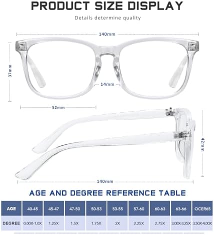 Reading Glasses for Women Men - Blue Light Blocking UV Filter Computer Readers,Anti Eyestrain Eyeglasses