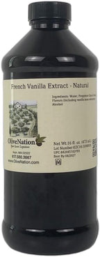 OliveNation French Vanilla Flavoring Extract, Deep Rich Flavoring for Baked Goods, Cakes, Frosting, Fillings, PG Free, Non-GMO, Gluten Free, Kosher, Vegan - 16 ounces
