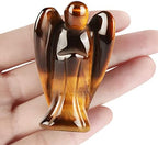 Artistone 2" Tiger Eye Crystal Angel Statue Natural Gemstone Healing Crystals Angel Figurines Pocket Guardian Angel Stones for Your Love Prayer Home Decor Gifts