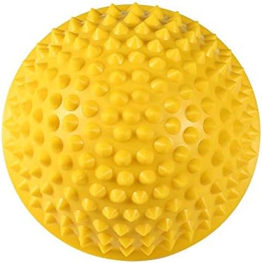ANGGREK Half Round PVC Massage Ball Balance & Dome Yoga Balls Fitness Exercise Gym Massager Body Rolling Pods Spiky 5 Colors (Yellow)