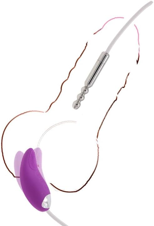 Stainless Steel Urethra Plugging Vibrator Urethra Sound Urine Plugging Egg Massager Upgrade Powerful Vibration USB Charging Shocker Purple for Males& famales