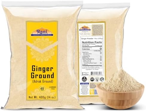Rani Ginger (Adarak) Powder Ground, Spice 14oz (400g) ~ All Natural | Vegan | Gluten Friendly | NON-GMO | Kosher | Indian Origin