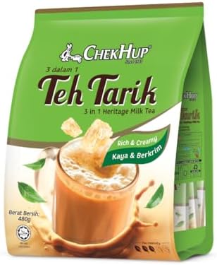 Chek Hup Teh Tarik 3 In 1 Instant Milk Tea Beverage/Fragrant Black Tea With Premium Rock Sugar/Smooth, Rich With Velvety Aftertaste/12s x 40g