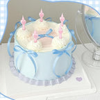30 Pack Bow Cake Toppers Light Blue Ribbons Bows for Cake Coquette Themed Bow Cupcake Toppers Baby Blue Bow Birthday Decorations for Baby Shower Birthday Wedding Bachelorette Party Supplies