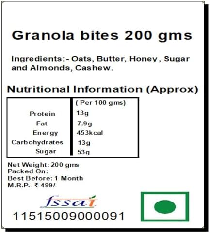 Jaiccha Ghasitaram Bhaidooj Gifts - Granola Bites 200 GMS in Green Paper Pouch