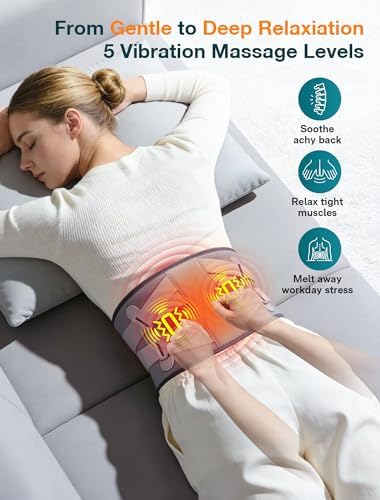 ALLJOY 67" Cordless Heating Pad for Back Pain Relief FSA Eligible HSA, Mothers Day Gifts for Women Mom Men Dad, Portable Lower Back Massager with 3 Heat 5 Vibration, Wireless Heating Pad for Cramps