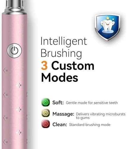 JTF Sonic Electric Toothbrush for Adults: 6 Brush Heads, 3 Brushing Modes, 2-Min Smart Timer, IPX7 Waterproof and Tongue Scraper, Deep Cleaning & Whitening, Rechargeable Toothbrush for Teeth & Braces