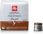 illy Coffee, Arabica Selection Brasile Espresso Capsules, Single Origin, Intense Flavor with Notes of Caramel, For Brewing with iperEspresso Capsule Machines, 18 Count (Pack of 1)