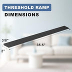 3/8" Rise Rubber Threshold Ramp for Doorways, 35.5" Wide Heavy Duty Wheelchair Ramp 2000 Lbs, Cuttable for Door Threshold, Garage, Shower, Robot Vacuum