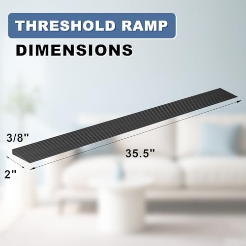 3/8" Rise Rubber Threshold Ramp for Doorways, 35.5" Wide Heavy Duty Wheelchair Ramp 2000 Lbs, Cuttable for Door Threshold, Garage, Shower, Robot Vacuum
