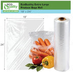 EcoQuality 18" x 24" Plastic Produce Bags on a Roll 250 Bags/Roll - Food Storage Bags, Clear Plastic Bags for Vegetables, Food, Fruits, Bread, Pet Waste, Grocery, Supermarket Bags (1)