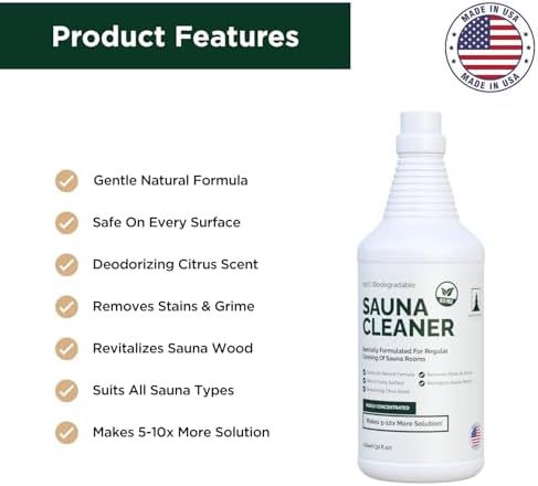 Northwood Sauna - Sauna Cleaner - Natural Wood Cleaner & Deodorizer - Makes 10x More Solution - 1 Quart (32 Fl Oz)