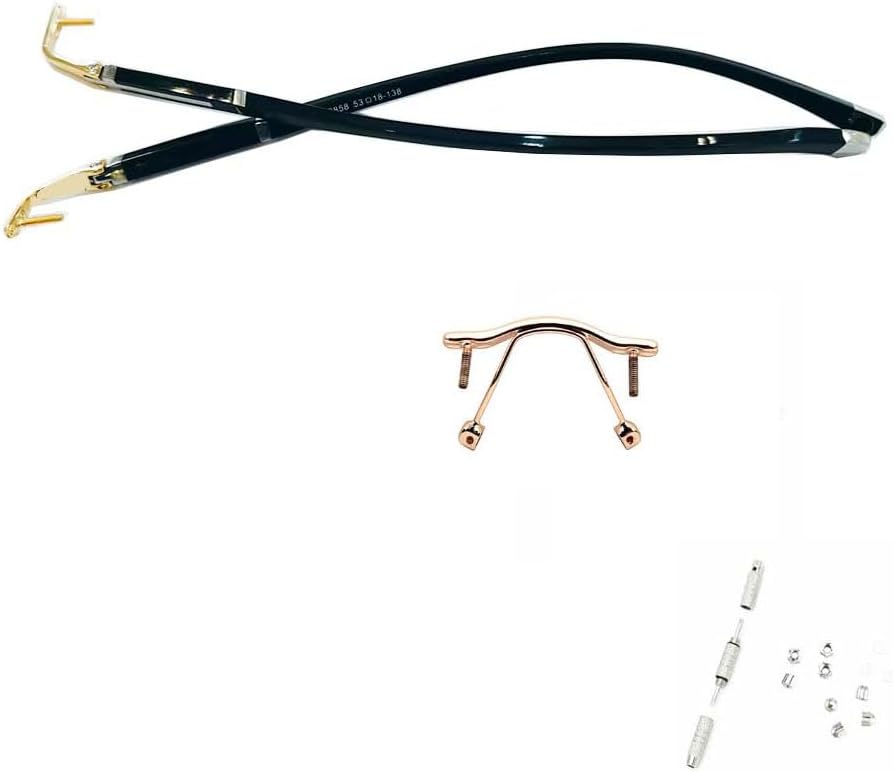 QYAJS 1 Pair Metal Frame Arms Rimless Glasses Legs Eyeglass Eyewear Replacement Temple (Single Hole)